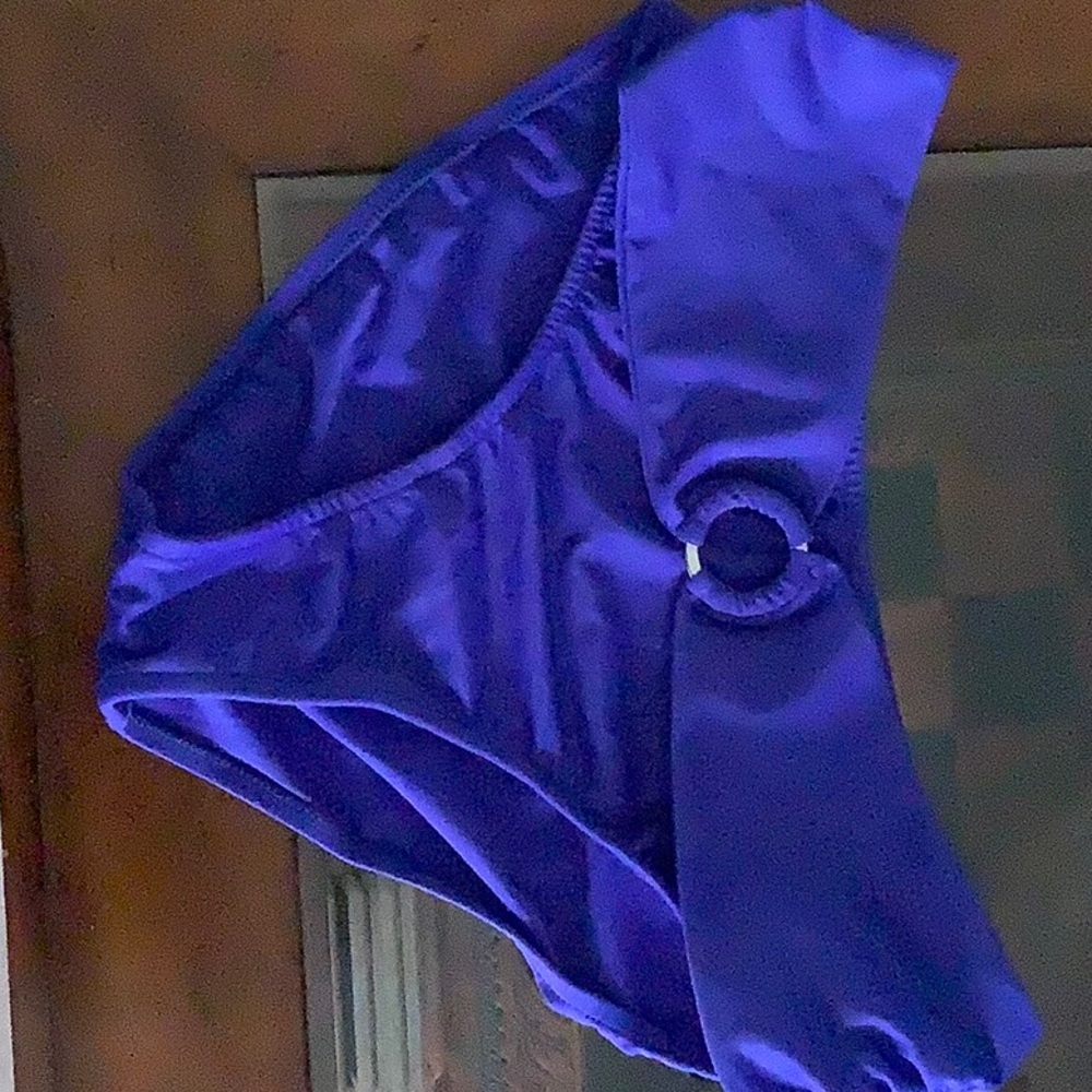 Venus blue swimsuit bottom with High-Cut Leg and Ring Detail, great condition.